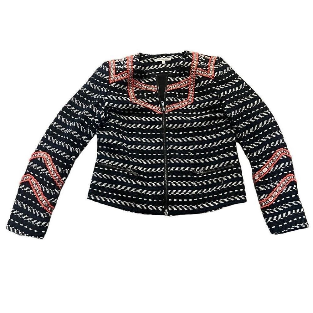 Rebecca Minkoff embroidered navy blue jacket size 4